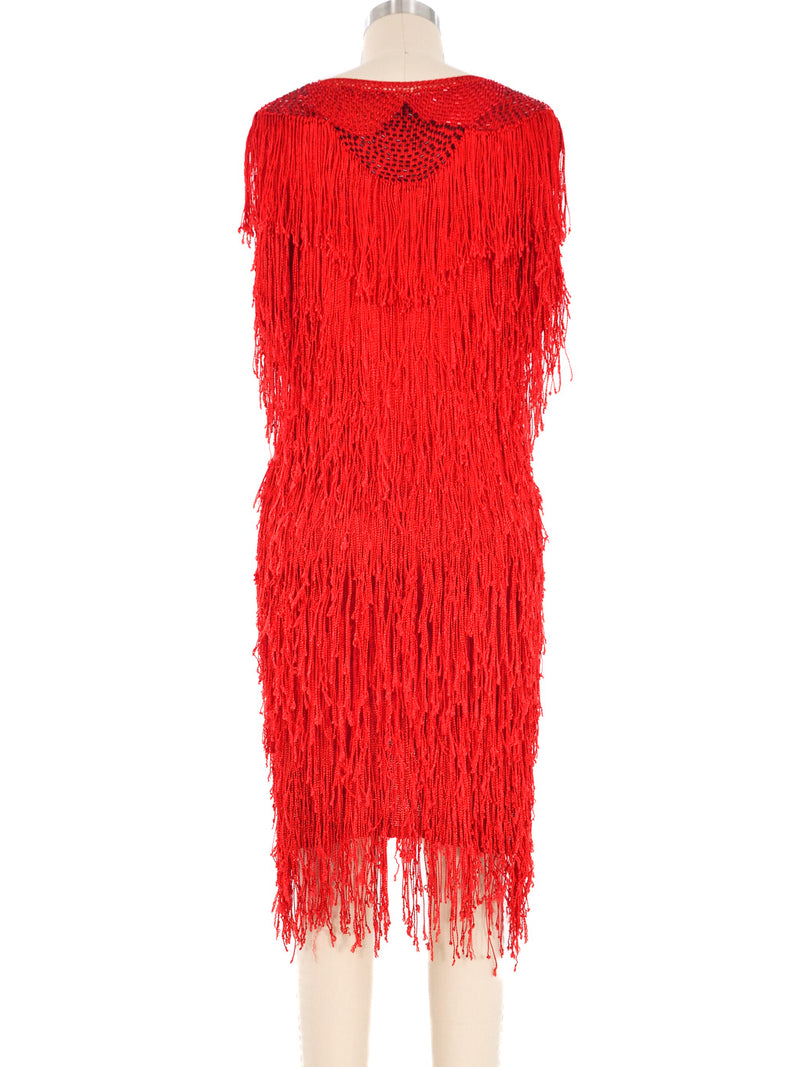 Red Fringed Beaded Dress Dress arcadeshops.com