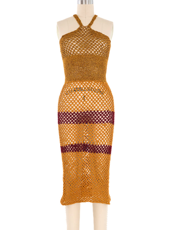 Hand Crochet Halter Midi Dress Dress arcadeshops.com