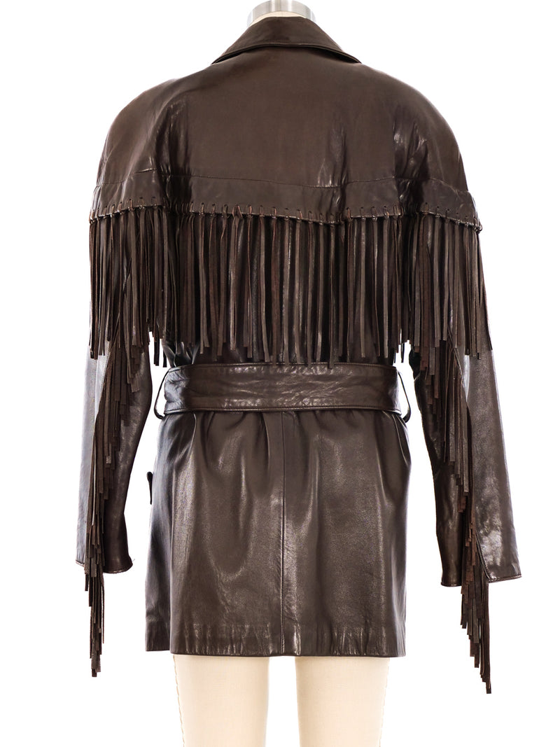 Vakko Chocolate Leather Fringed Jacket Jacket arcadeshops.com