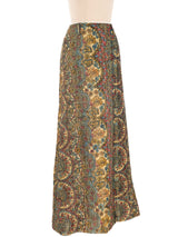 Quilted Metallic Floral Maxi Skirt Bottom arcadeshops.com