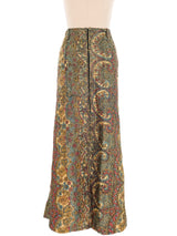 Quilted Metallic Floral Maxi Skirt Bottom arcadeshops.com