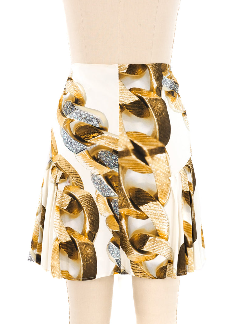 Roberto Cavalli Gold Chain Printed Skirt Bottom arcadeshops.com