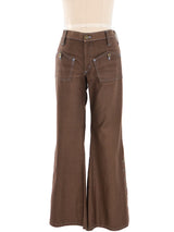 1970's Brown Contrast Stitch Flares Bottom arcadeshops.com