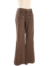 1970's Brown Contrast Stitch Flares Bottom arcadeshops.com