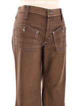 1970's Brown Contrast Stitch Flares Bottom arcadeshops.com