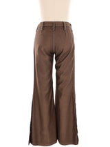 1970's Brown Contrast Stitch Flares Bottom arcadeshops.com