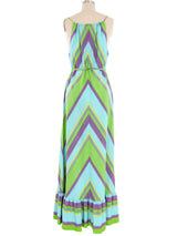 Chevron Printed Halter Maxi Dress Dress arcadeshops.com
