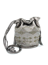 Embroidered Metallic Leather Bucket Bag Accessory arcadeshops.com