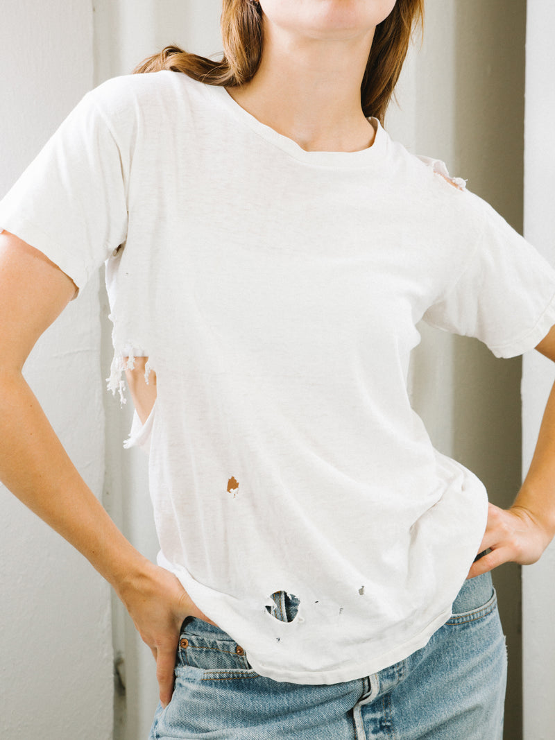 Distressed White Tee T-shirt arcadeshops.com