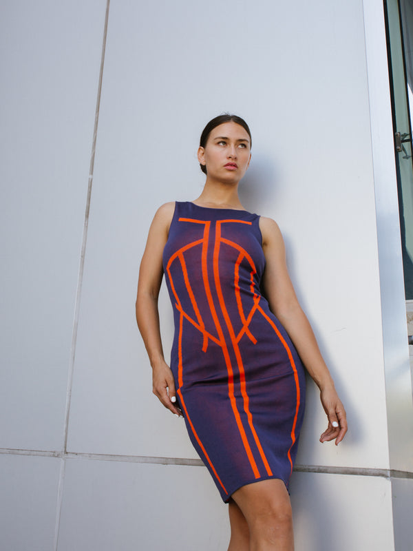 Thierry Mugler Graphic Knit Dress Dress arcadeshops.com