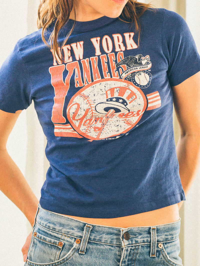 1990 New York Yankees Baby Tee T-shirt arcadeshops.com