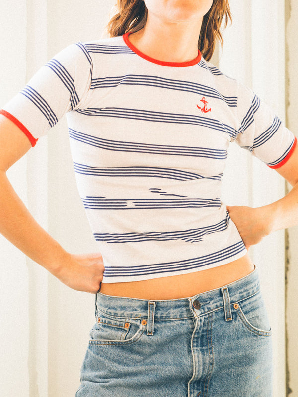 Nautical Themed Striped Tee T-shirt arcadeshops.com
