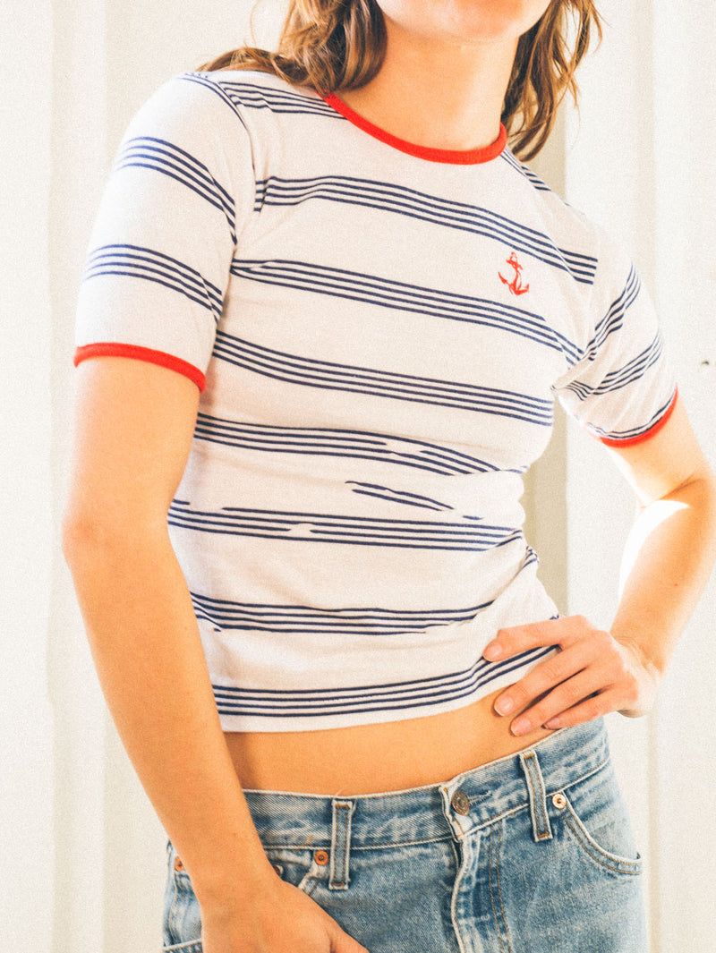 Nautical Themed Striped Tee T-shirt arcadeshops.com