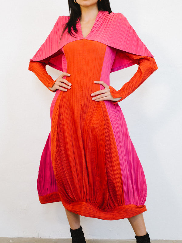 Issey Miyake Sculptural Plisse Colorblock Dress Dress arcadeshops.com