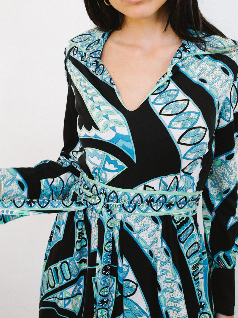 1960's Emilio Pucci Kaleidoscopic Printed Shirt Dress Dress arcadeshops.com