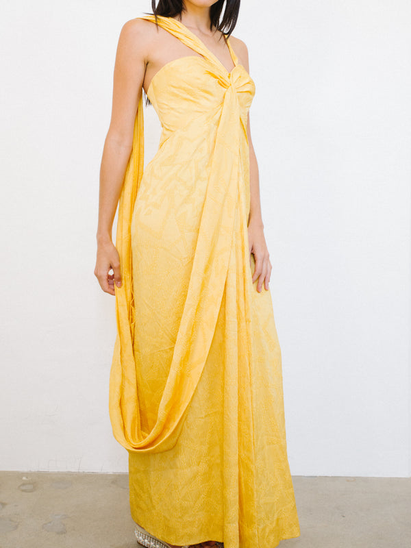 Jacquard Silk One Shoulder Gown Dress arcadeshops.com