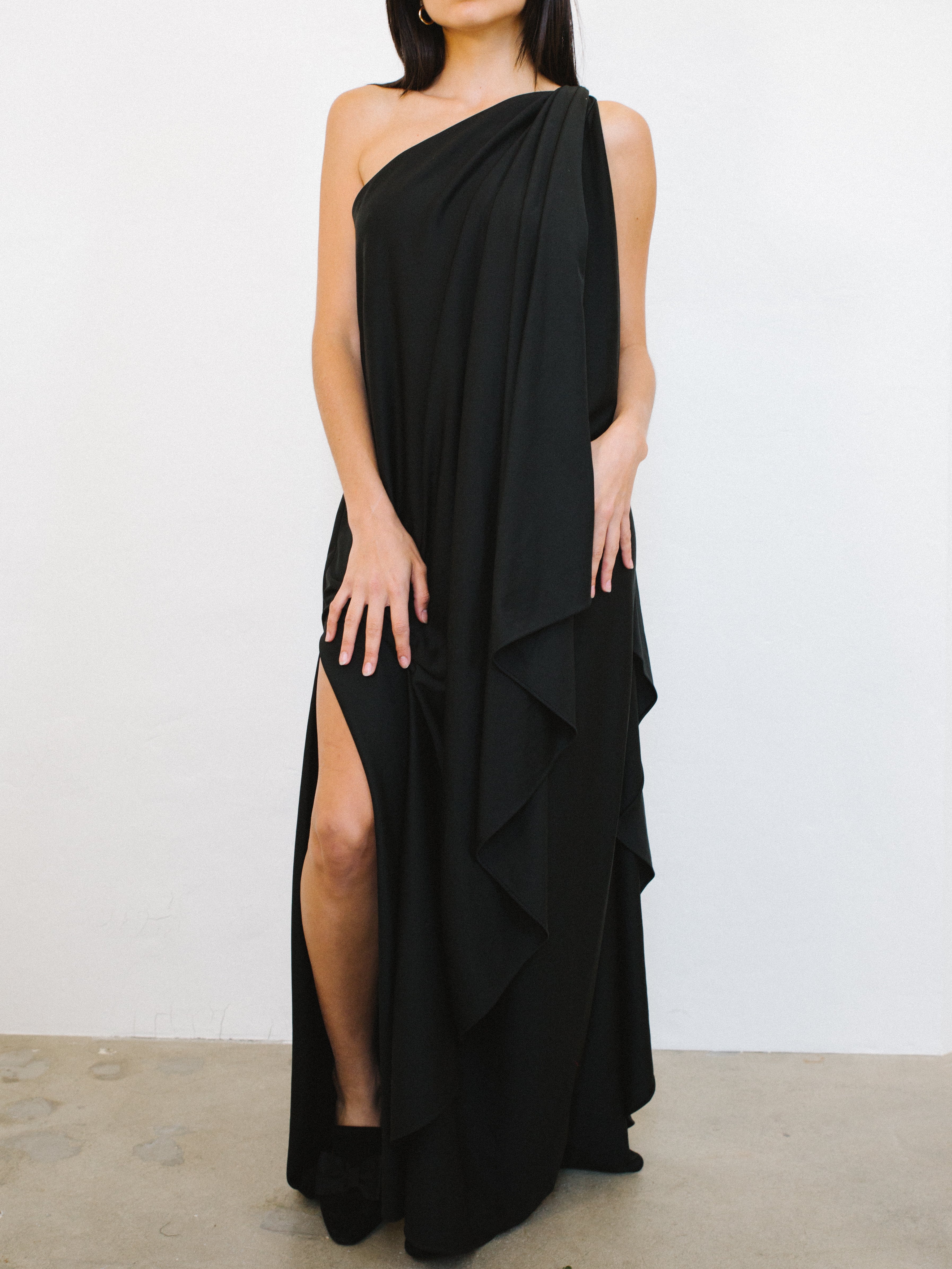 Halston IV One Shoulder Jersey Dress