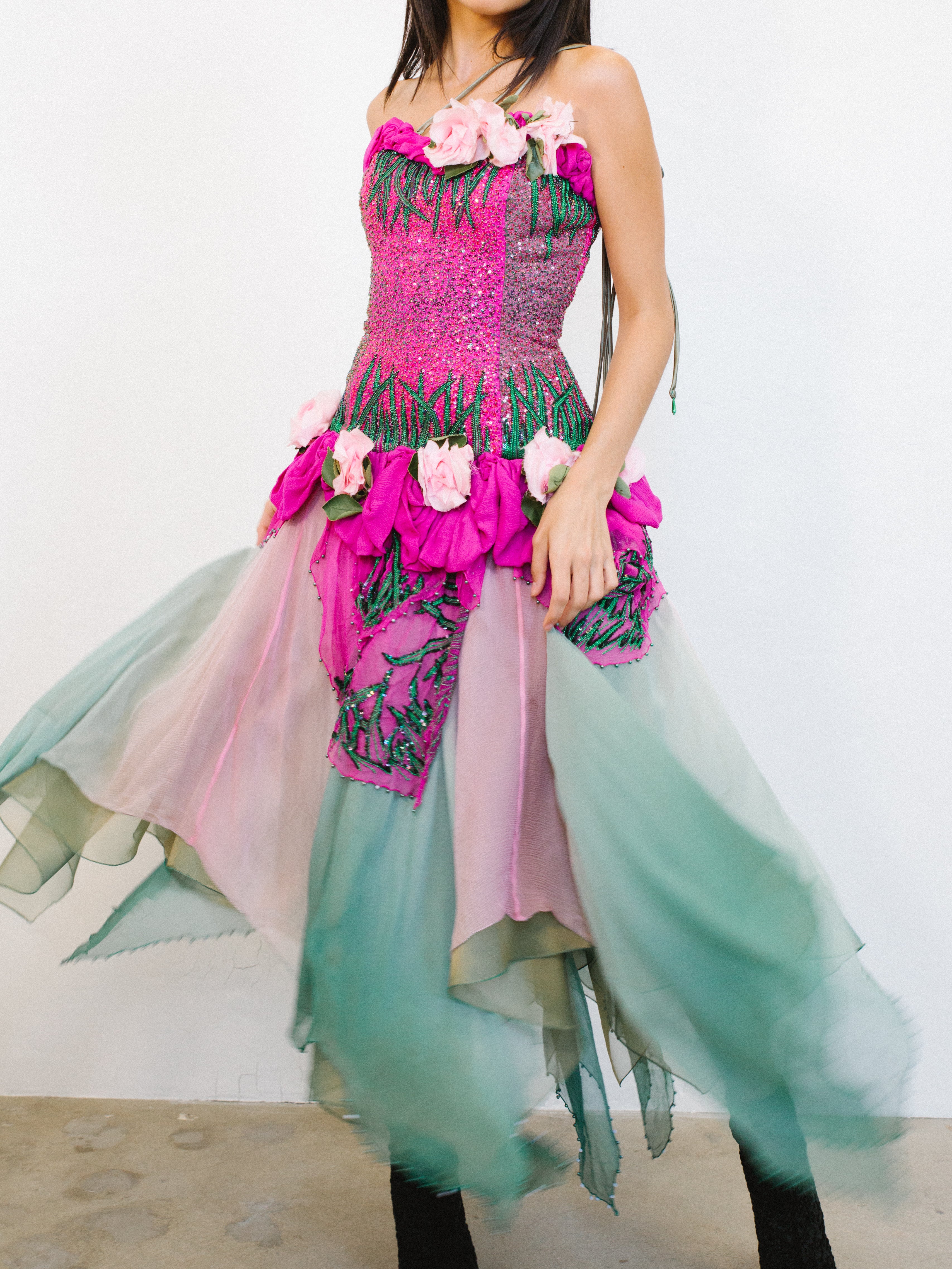 Zandra Rhodes Floral Embellished Party Dress
