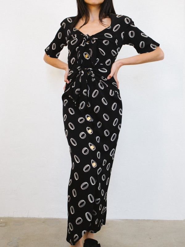 Chanel 1930's Inspired Tie Front Maxi Dress Dress arcadeshops.com
