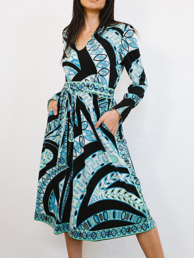 1960's Emilio Pucci Kaleidoscopic Printed Shirt Dress Dress arcadeshops.com