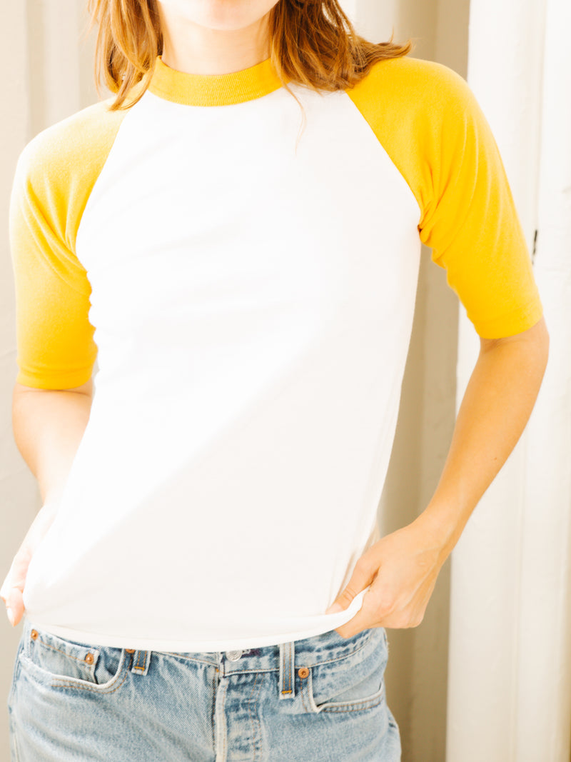 Yellow and White Raglan Tee T-shirt arcadeshops.com