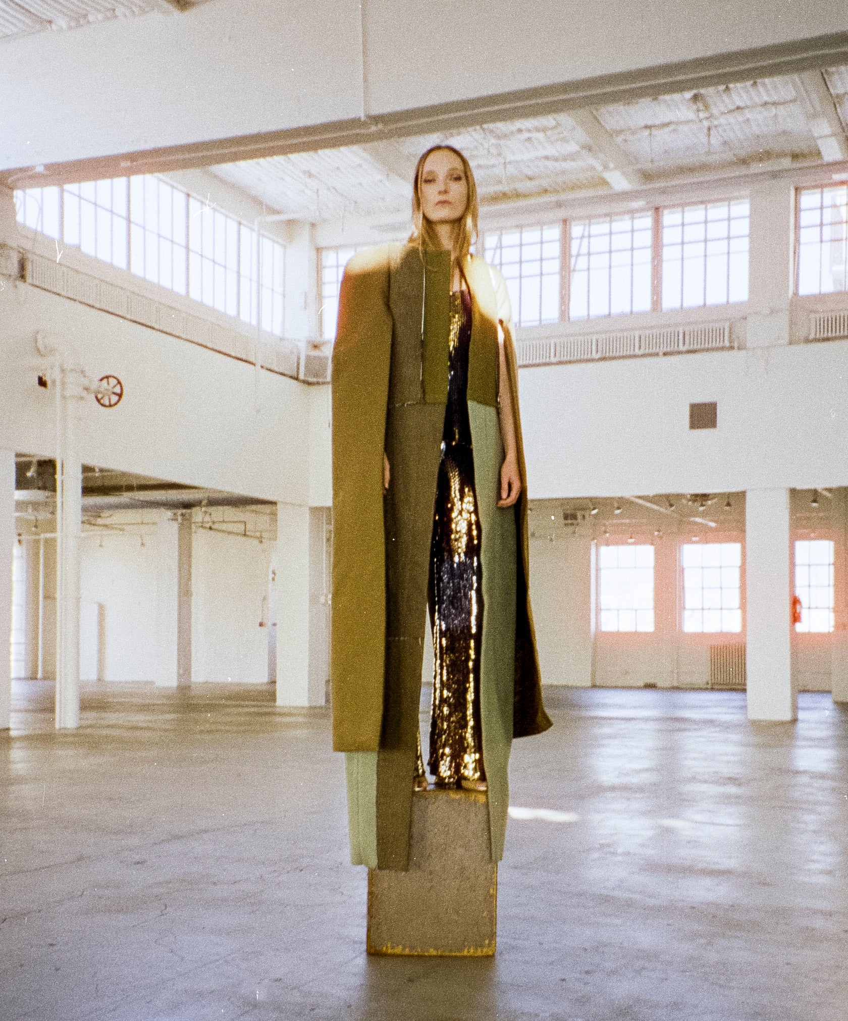 【リックオウエンス・RICK OWENS】CAPE Rick Owens Olive Patchwork Cape