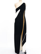 Donna Karan Printed One Shoulder Gown Dress arcadeshops.com