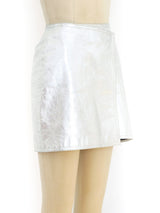 Metallic Silver Leather Mini Skirt Bottom arcadeshops.com