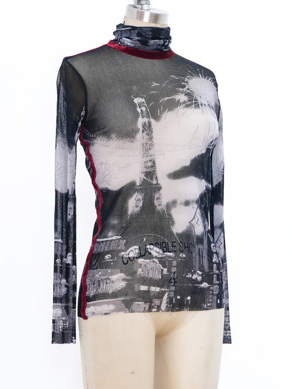 Jean Paul Gauliter Paris Printed Mesh Top Top arcadeshops.com