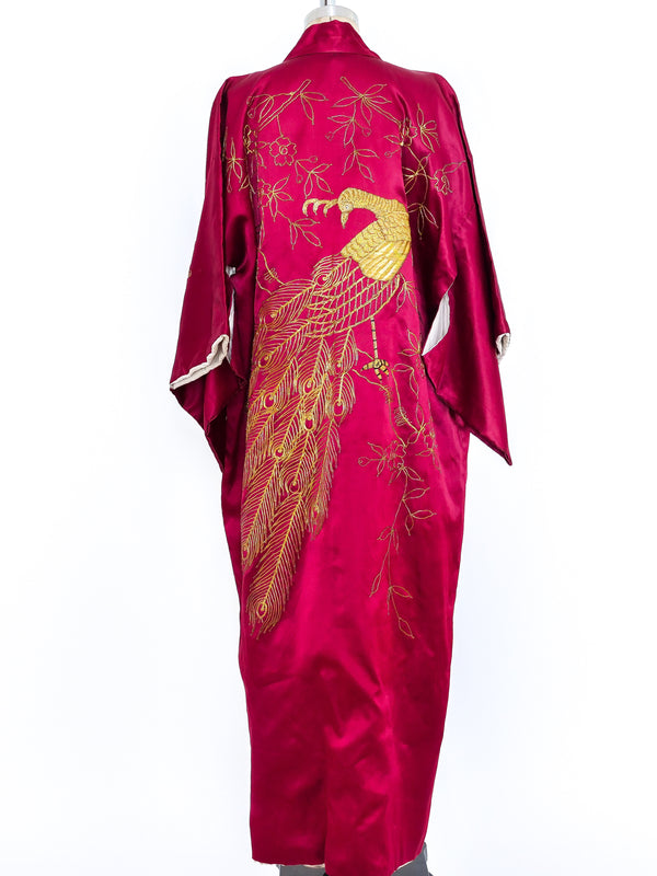 Peacock Embroidered Satin Robe Jacket arcadeshops.com