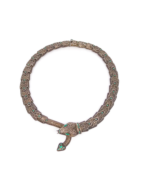Sterling Silver Articulated Snake Collar Necklace Jewelry arcadeshops.com