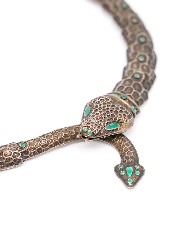 Sterling Silver Articulated Snake Collar Necklace Jewelry arcadeshops.com
