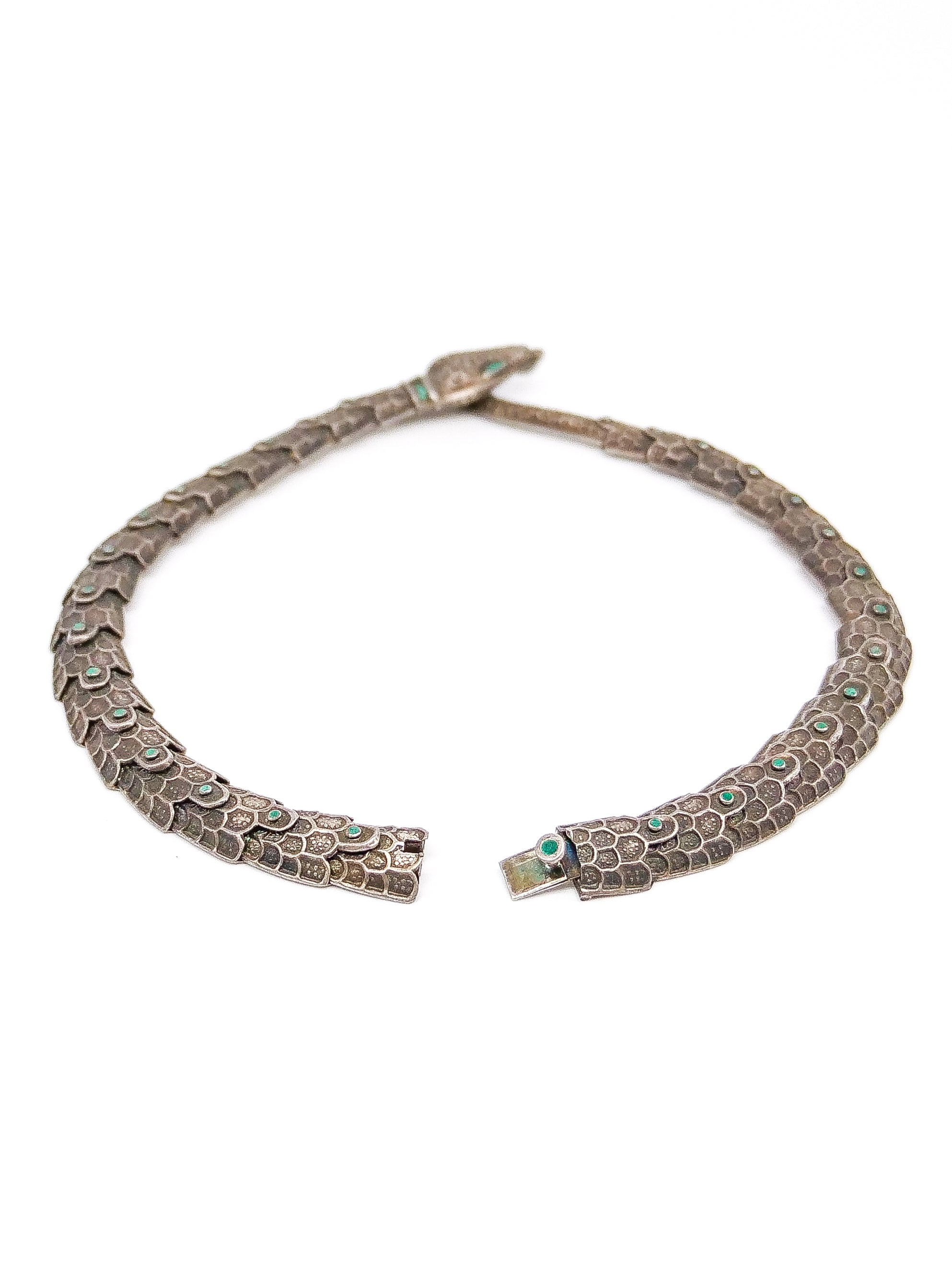 Sterling Silver Articulated Snake Collar Necklace
