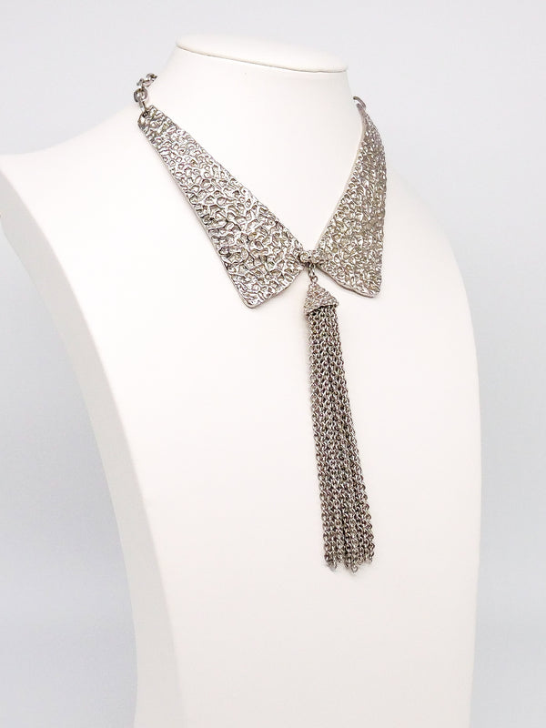 Textured Collar Tassel Necklace Jewelry arcadeshops.com