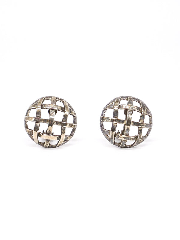 Ugo Correani Basketweave Button Earrings Jewelry arcadeshops.com