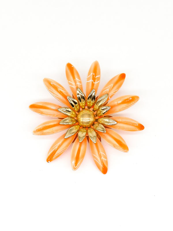 Peach Enamel Daisy Brooch Accessory arcadeshops.com