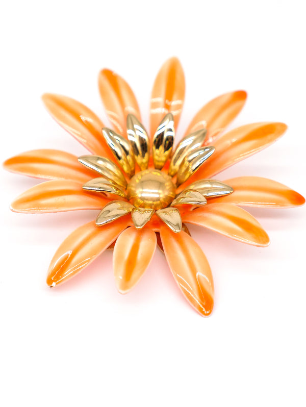 Peach Enamel Daisy Brooch Accessory arcadeshops.com