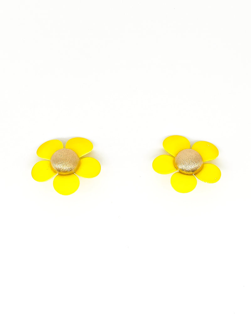 Yellow Enamel Flower Earrings Accessory arcadeshops.com
