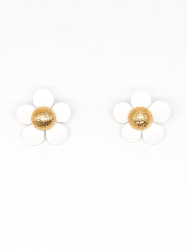 White Enamel Flower Earrings Accessory arcadeshops.com