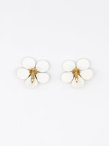 White Enamel Flower Earrings Accessory arcadeshops.com