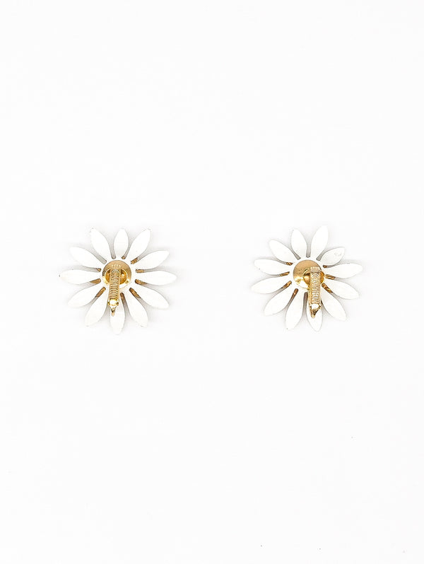 White Enamel Daisy Earrings Accessory arcadeshops.com