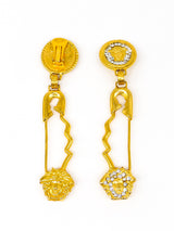 Gianni Versace Rhinestoned Safety Pin Earrings  arcadeshops.com