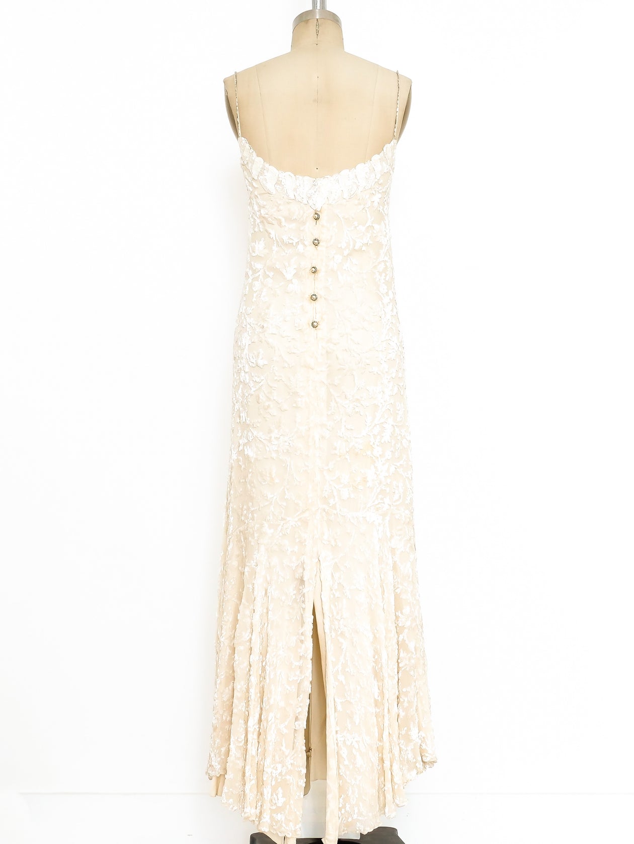 Stavropoulous Ivory Velvet Burnout Slip Dress