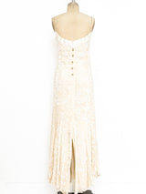 Stavropoulous Ivory Velvet Burnout Slip Dress Dress arcadeshops.com