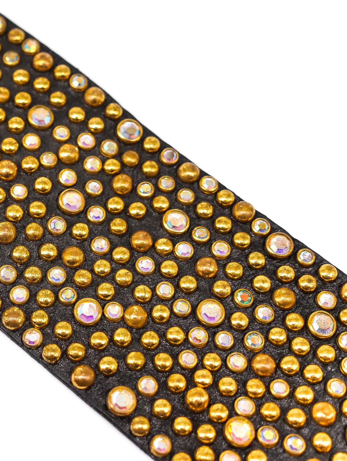 Michael Morrison Rhinestone Studded Black Leather Belt display picture 1