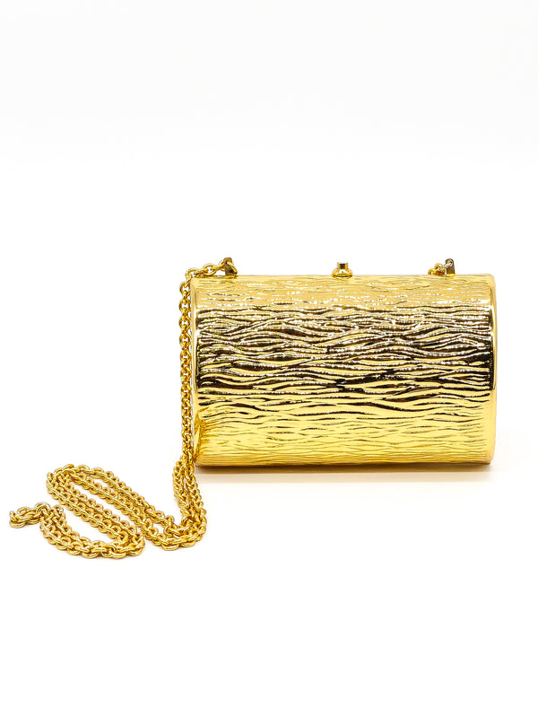Textured Goldtone Clamshell Minaudiere Accessory arcadeshops.com