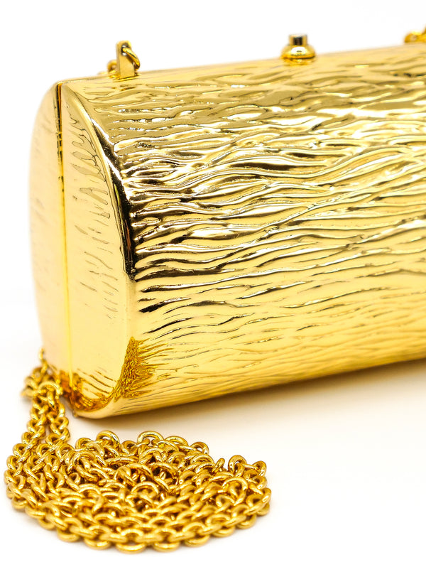 Textured Goldtone Clamshell Minaudiere Accessory arcadeshops.com