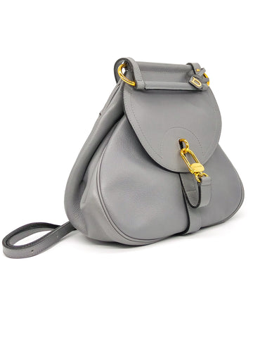 Delvaux Cerceau Grey Leather Saddle Bag