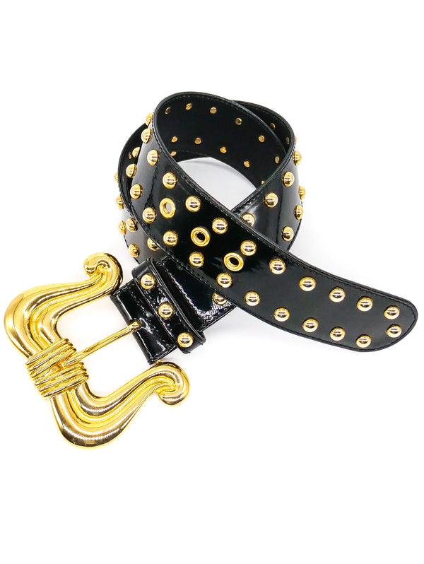 Escada Studded Patent Leather Belt Accessory arcadeshops.com