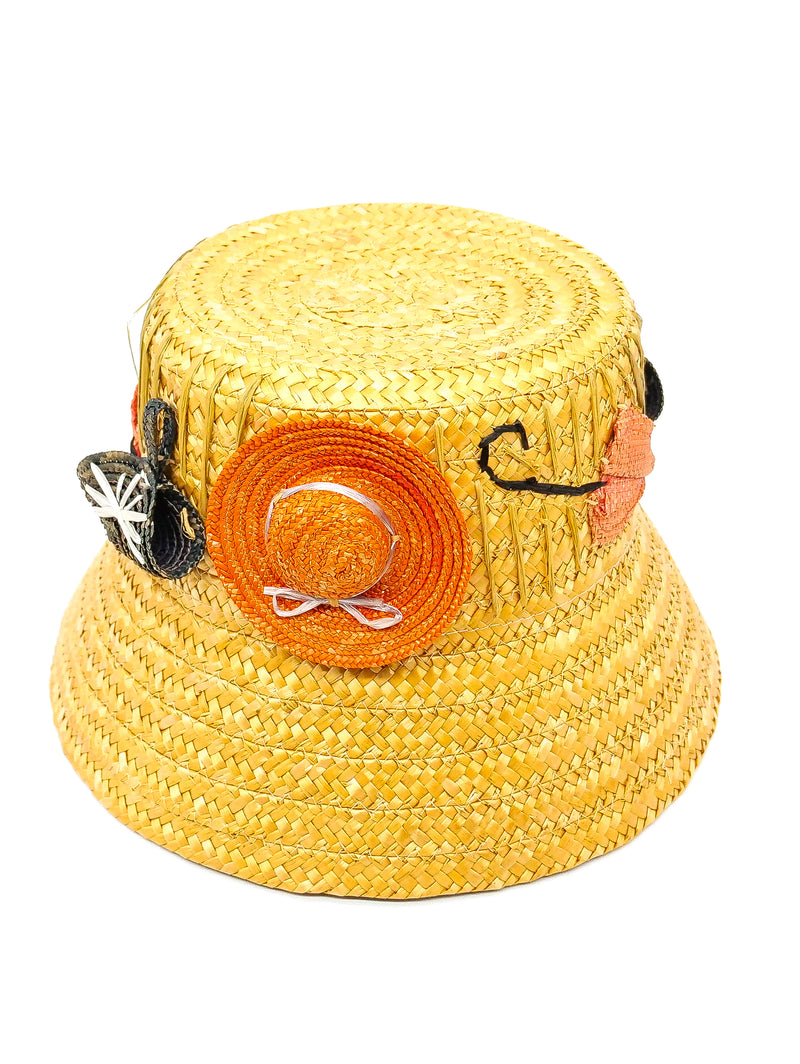 Fun Straw Hat Novelty Straw Bucket Hat